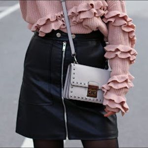 Black Vegan Leather Skirt - A&F - 6